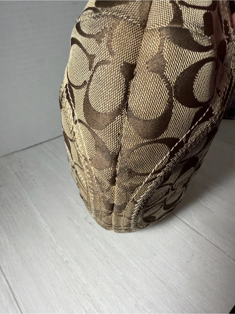 Vintage mini Coach Signature Canvas Hobo Brown_12
